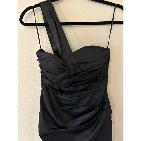 NWT Bardot veda draped satin midi black dress Women's Size S US 4 - Picture 7 of 14